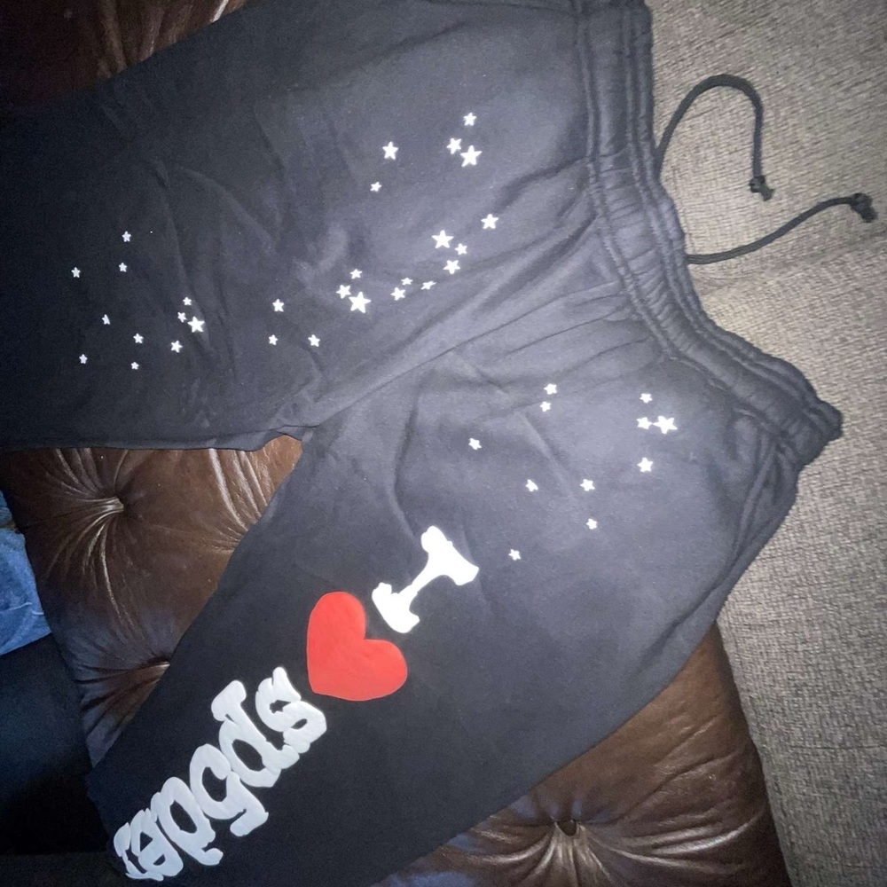 Black Kids Sweatpants with Star Print
